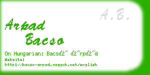 arpad bacso business card